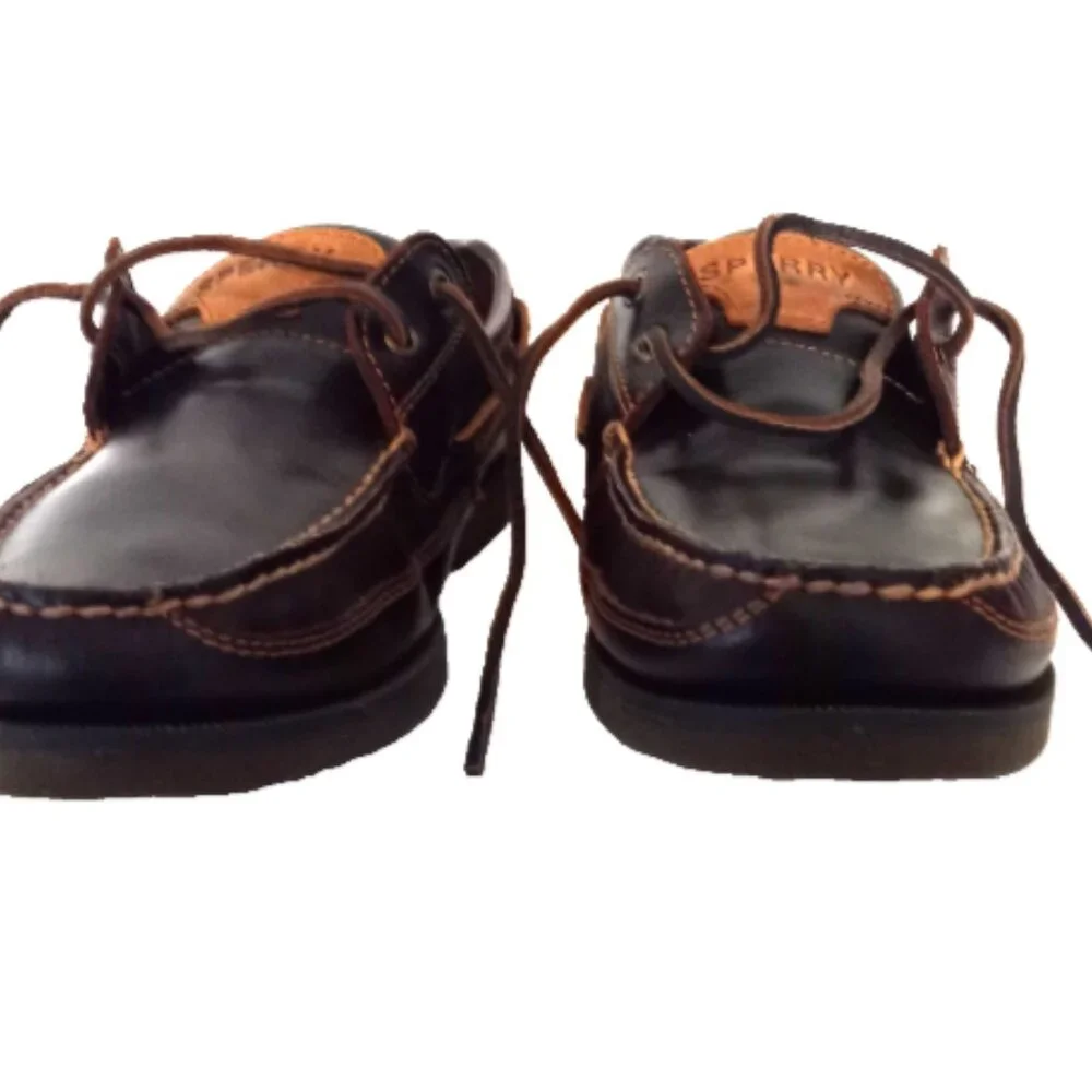 Sperry Top-Sider Men’s 10 Amaretto Leather 2-Eye Boat Shoes Canoe Moc 0764027W